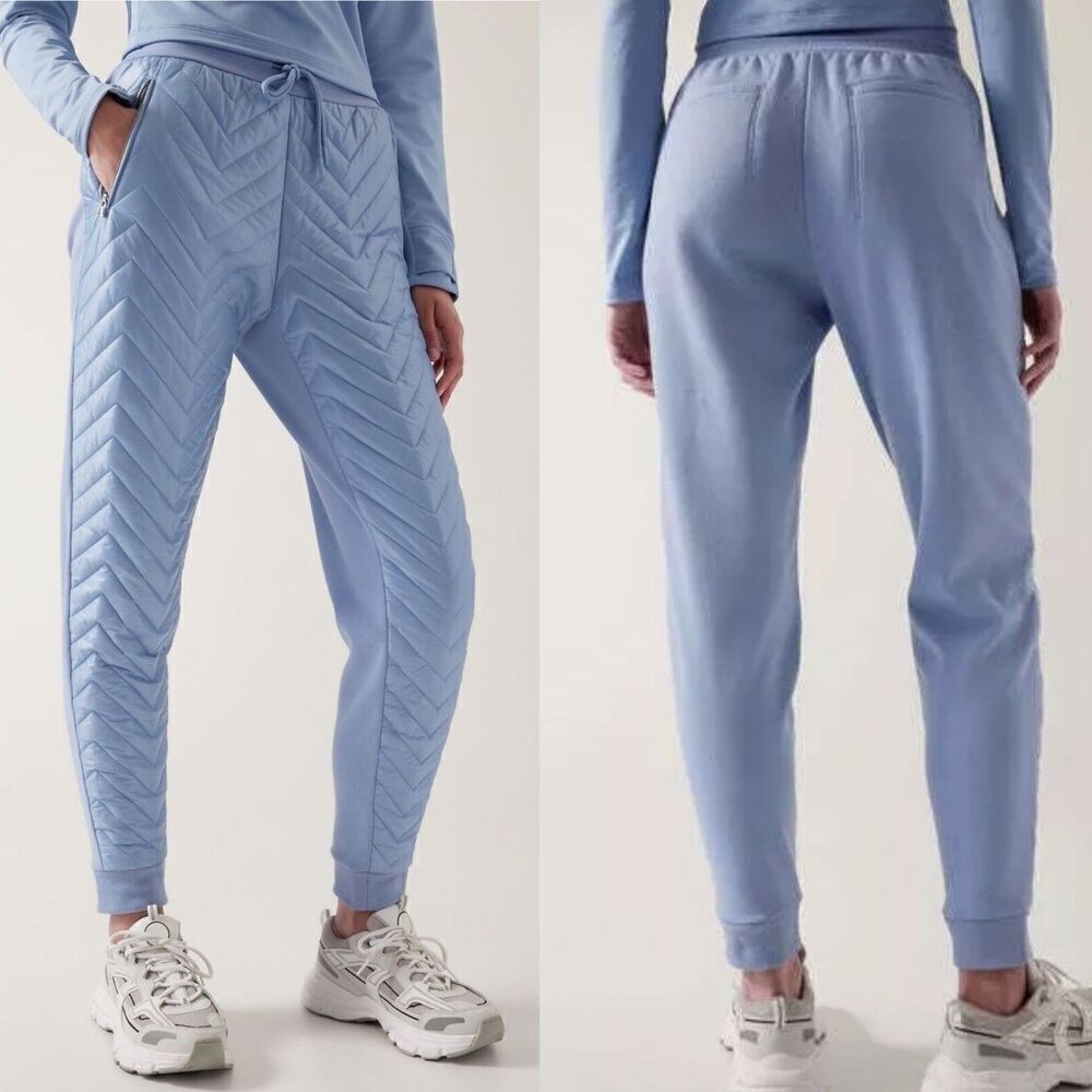 Athleta Womens Size 14 Tall Blue Apres Ski Down Jogger Quilted Outdoor Pants NEW